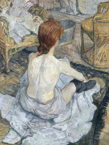 Rousse White Modern Wood Framed Art Print with Double Matting by de Toulouse-Lautrec, Henri