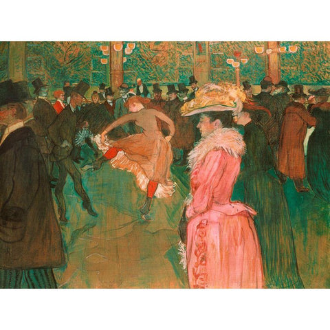 At the Moulin Rouge: The Dance Black Modern Wood Framed Art Print with Double Matting by Henri, Toulouse-Lautrec