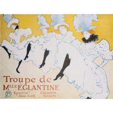 The Troup of Madame Eglantine Gold Ornate Wood Framed Art Print with Double Matting by de Toulouse-Lautrec, Henri