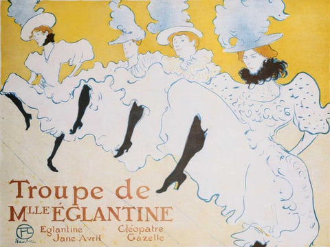 The Troup of Madame Eglantine White Modern Wood Framed Art Print with Double Matting by de Toulouse-Lautrec, Henri