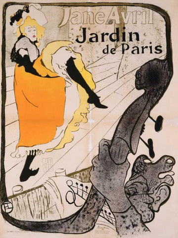 Jane Avril Poster Black Ornate Wood Framed Art Print with Double Matting by de Toulouse-Lautrec, Henri