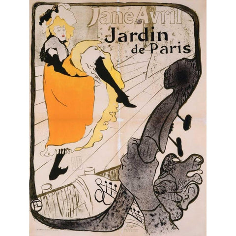 Jane Avril Poster Black Modern Wood Framed Art Print with Double Matting by de Toulouse-Lautrec, Henri