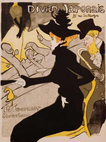 Divan Japonais Poster White Modern Wood Framed Art Print with Double Matting by de Toulouse-Lautrec, Henri