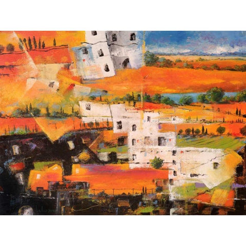 Dalla citta alla campagna Black Modern Wood Framed Art Print with Double Matting by Marzari, Tebo