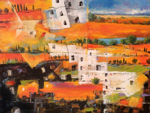 Dalla citta alla campagna White Modern Wood Framed Art Print with Double Matting by Marzari, Tebo