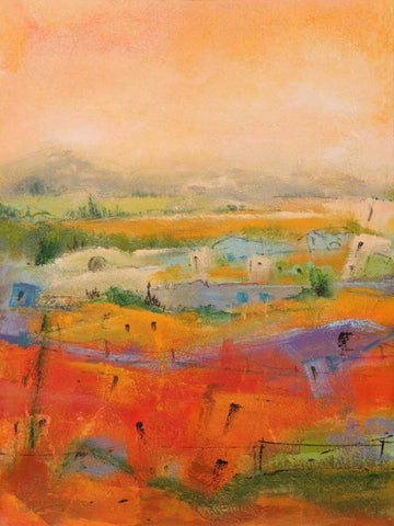 Country village I Black Ornate Wood Framed Art Print with Double Matting by Marzari, Tebo