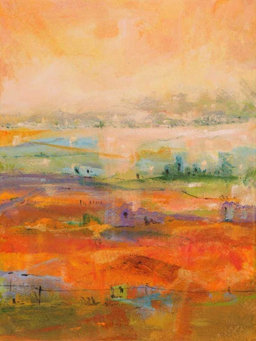 Country village II White Modern Wood Framed Art Print with Double Matting by Marzari, Tebo