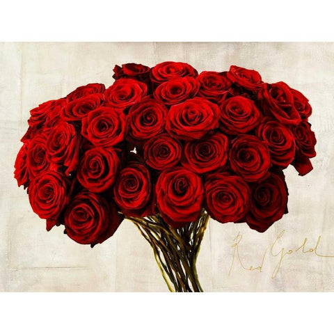 Red Gold Black Modern Wood Framed Art Print with Double Matting by Rizzardi, Teo