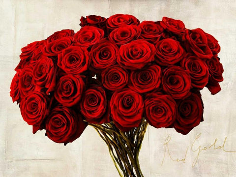 Red Gold White Modern Wood Framed Art Print with Double Matting by Rizzardi, Teo