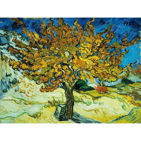 Mulberry Tree Black Modern Wood Framed Art Print with Double Matting by Van Gogh, Vincent