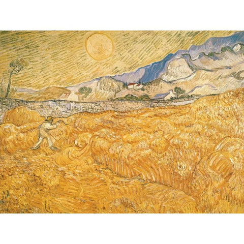 The Harvester White Modern Wood Framed Art Print by van Gogh, Vincent