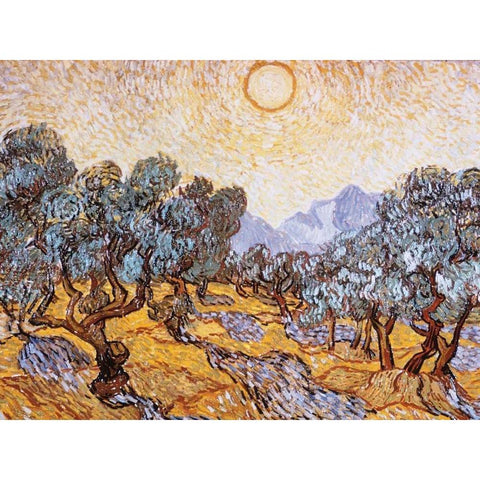 The Olive Trees White Modern Wood Framed Art Print by Van Gogh, Vincent