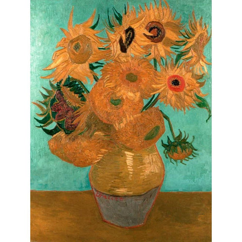 Sunflowers White Modern Wood Framed Art Print by van Gogh, Vincent