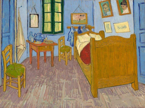 Van Goghs Bedroom at Arles White Modern Wood Framed Art Print with Double Matting by Van Gogh, Vincent