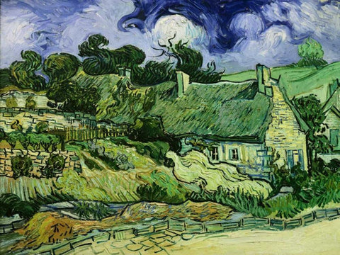 House with Straw Ceiling Cordeville White Modern Wood Framed Art Print with Double Matting by Van Gogh, Vincent