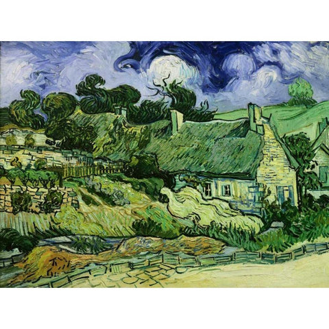 House with Straw Ceiling Cordeville Black Modern Wood Framed Art Print with Double Matting by Van Gogh, Vincent