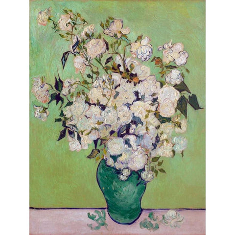 Roses White Modern Wood Framed Art Print by Van Gogh, Vincent