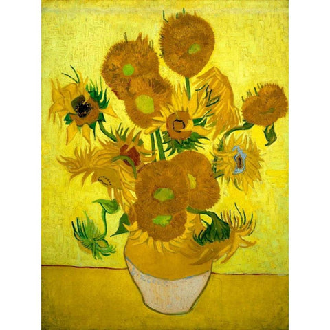 Zonnebloemen Gold Ornate Wood Framed Art Print with Double Matting by Van Gogh, Vincent