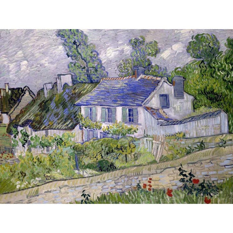 Houses at Auvers White Modern Wood Framed Art Print by van Gogh, Vincent