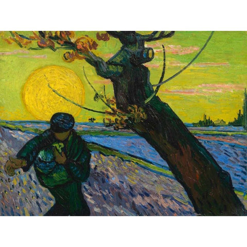 The sower White Modern Wood Framed Art Print by van Gogh, Vincent