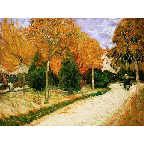 Garden in Autumn Black Modern Wood Framed Art Print with Double Matting by Van gogh, Vincent