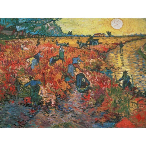 The red Vineyard at Arles Gold Ornate Wood Framed Art Print with Double Matting by Van gogh, Vincent