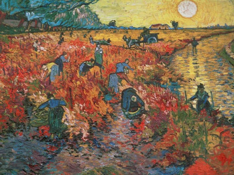 The red Vineyard at Arles Black Ornate Wood Framed Art Print with Double Matting by Van gogh, Vincent