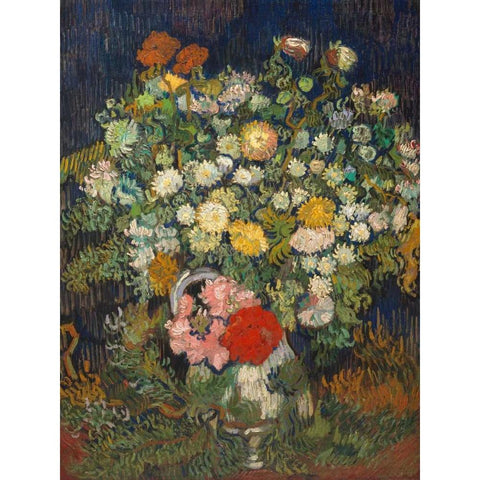 Bouquet of Flowers in a Vase White Modern Wood Framed Art Print by van Gogh, Vincent