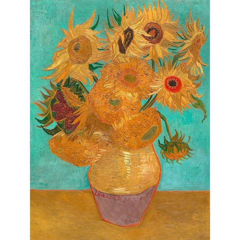 Sunflowers Black Modern Wood Framed Art Print by Vincent, van Gogh