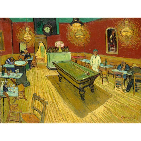 The Night Cafe (detail) Gold Ornate Wood Framed Art Print with Double Matting by van Gogh, Vincent