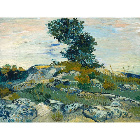 The Rocks Gold Ornate Wood Framed Art Print with Double Matting by van Gogh, Vincent