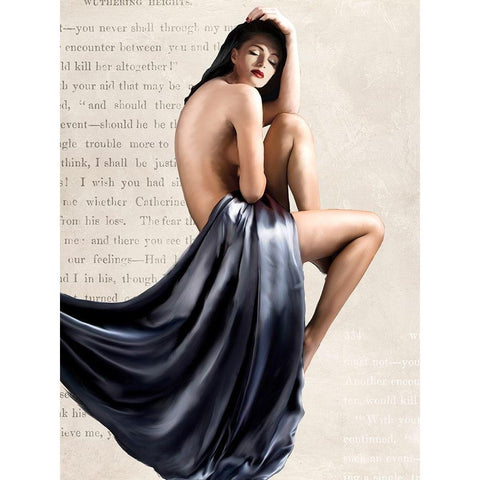 Seated Beauty I Black Modern Wood Framed Art Print with Double Matting by Haal, Van
