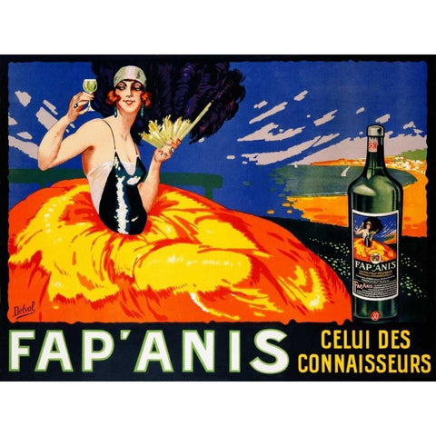 Fap Anis ca. 1920-1930 Black Modern Wood Framed Art Print with Double Matting by Delval