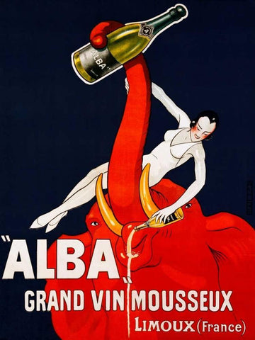 â€œAlbaâ€ Grand Vin Mousseux ca. 1928 White Modern Wood Framed Art Print with Double Matting by Andre