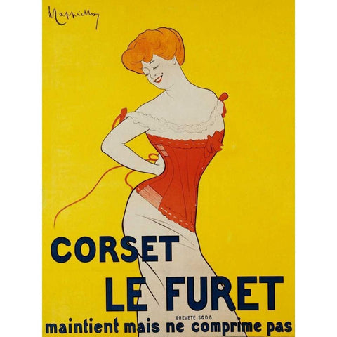 Corset le Furet 1901 Black Modern Wood Framed Art Print with Double Matting by Cappiello, Leonetto