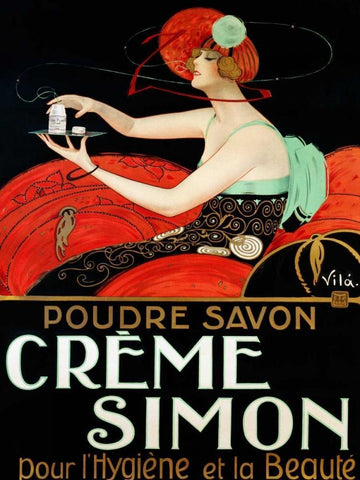 Creme Simon ca. 1925 White Modern Wood Framed Art Print with Double Matting by Vila