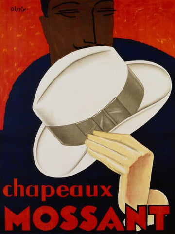 Chapeaux Mossant 1928 Black Ornate Wood Framed Art Print with Double Matting by Olsky