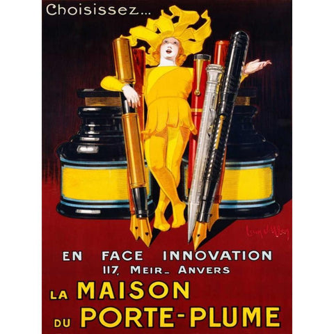 La Maison du Porte-Plume 1924 Black Modern Wood Framed Art Print with Double Matting by DYlen, Jean