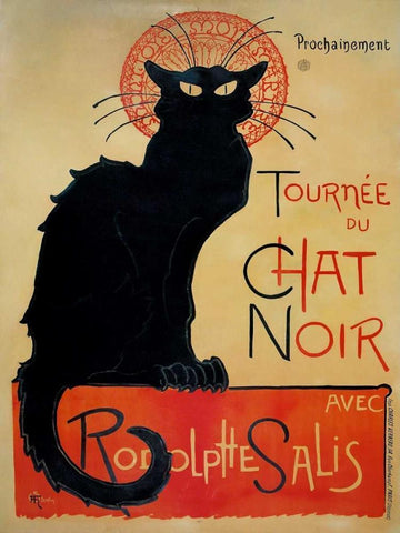 Tournee du Chat Noir Black Ornate Wood Framed Art Print with Double Matting by Steinlen, Theophile