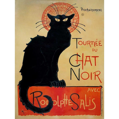 Tournee du Chat Noir Gold Ornate Wood Framed Art Print with Double Matting by Steinlen, Theophile