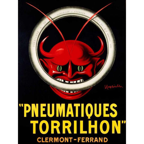 Pneumatiques Torrilhon White Modern Wood Framed Art Print by Cappiello, Leonetto