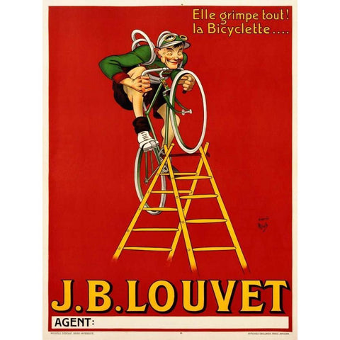 Louvet Bicycles Black Modern Wood Framed Art Print with Double Matting by Anonymous