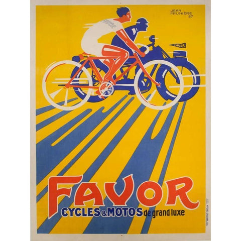 Favor Cycles et Motos 1927 Gold Ornate Wood Framed Art Print with Double Matting by Anonymous