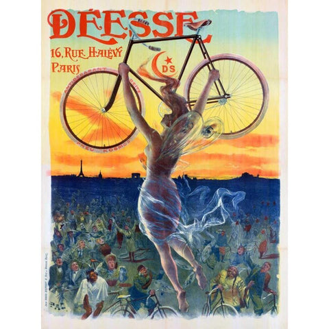 Bicycle Deesse 1898 White Modern Wood Framed Art Print by Anonymous