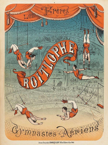 Les freres Roitlophe gymnastes aeriens Black Ornate Wood Framed Art Print with Double Matting by Levy, Charles