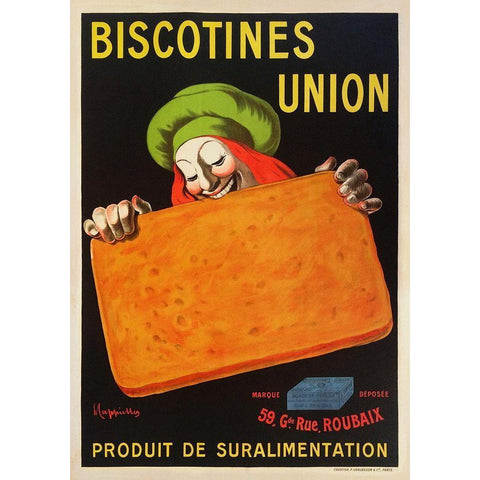 Biscotines Union Black Modern Wood Framed Art Print with Double Matting by Cappiello, Leonetto