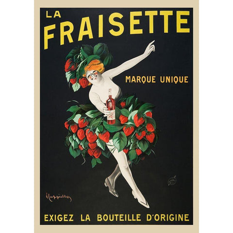 La Fraisette Black Modern Wood Framed Art Print with Double Matting by Cappiello, Leonetto