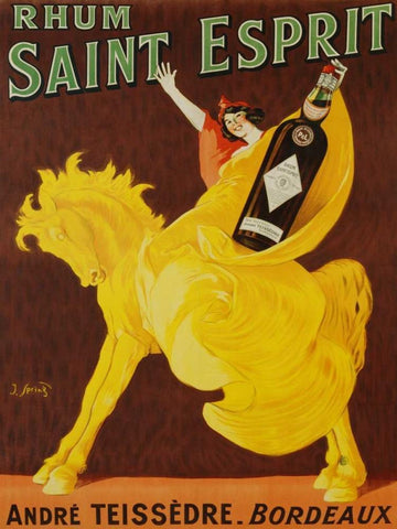 Rhum Saint Esprit 1919 Black Ornate Wood Framed Art Print with Double Matting by Spring, J.