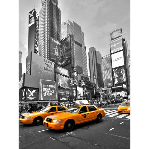 Times Square Traffic Black Modern Wood Framed Art Print by Ratsenskiy, Vadim