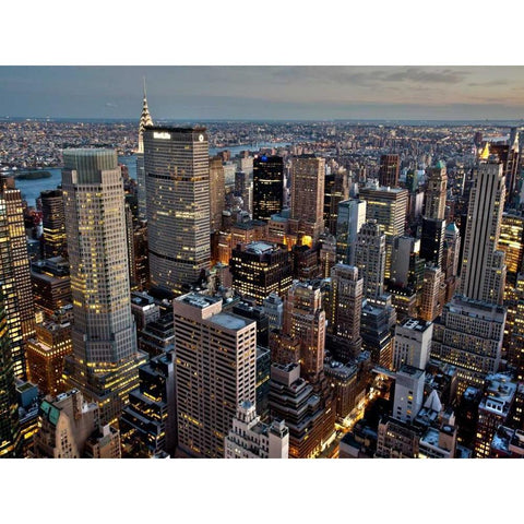 Midtown Manhattan Black Modern Wood Framed Art Print with Double Matting by Ratsenskiy, Vadim